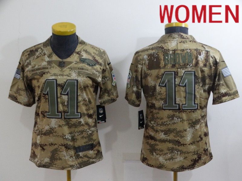 Women Philadelphia Eagles 11 Brown Camo 2022 Nike Limited Vapor Untouchable NFL Jersey